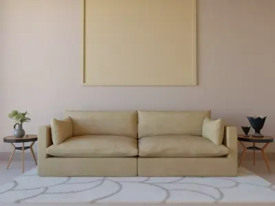 Minimalist Beige Living Room Interior 3D model