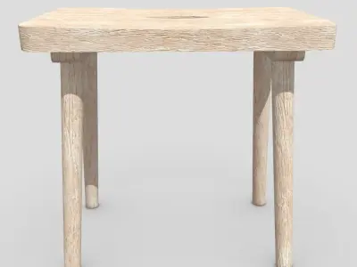 Stool 9 wooden Low-poly 3D model