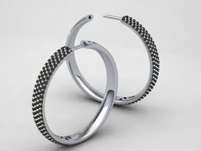 Hoop Diamonds Earrings 3D print model