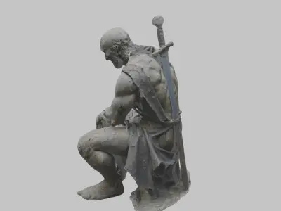 Man Medieval sculpture Low-poly 3D model