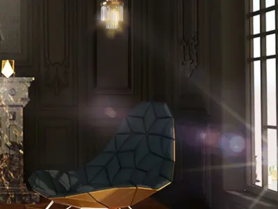 Luxury Dark Classic Corner Interior Design Free low-poly 3D model