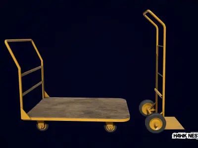 Baggage Cart and Sack Truck Low-poly 3D model