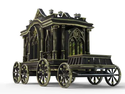 Stylized Luxury Wooden Carriage Low-poly 3D model