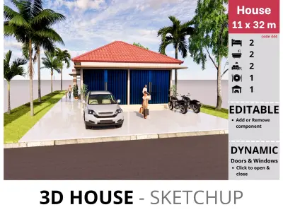 Shophouse 11x32m code 444- Sketchup 3D model 3D model 3D model