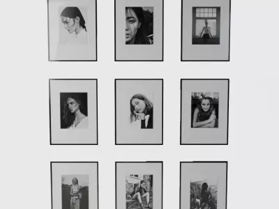 Black and white photos of the girls - Wall Art 3D model