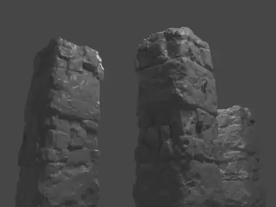 Ancient Pillar High Poly 3D model