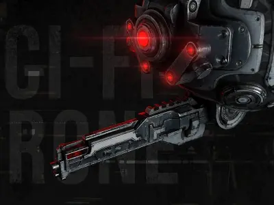 Sci-Fi Drone Low-poly 3D model 6