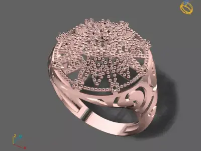 Women Stone Rings Diamond 3D print model 9