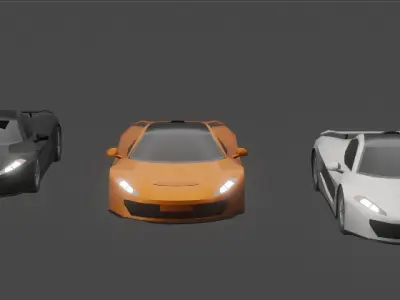 3 cars model Low-poly 3D model