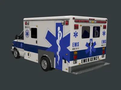 Vehicle Ambulance Rescue Truck Game Ready 03 Low-poly 3D model