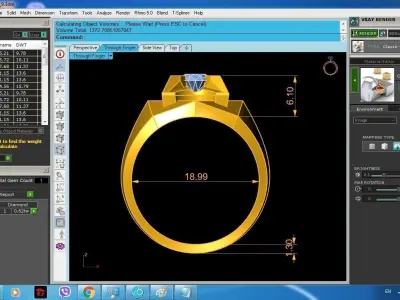 Geometric Gemstone Men Ring  378 3D print model