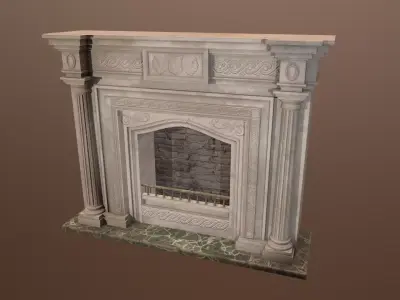 3D Antique fireplace - PBR Game Ready Low-poly 3D model