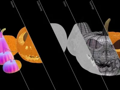 Pumpkins for Halloween hand-paint Low-poly 3D model