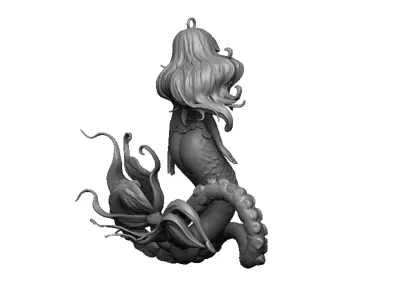 mermaid and octopus pendant 3D print model
