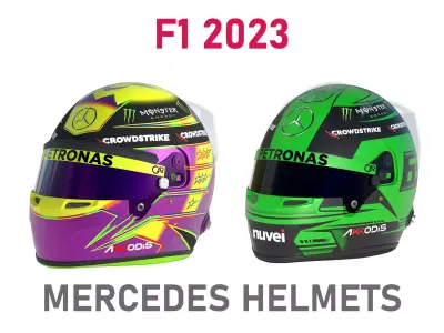 F1 Mercedes Helmets 2023 3D model