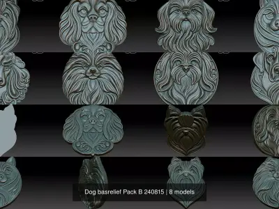 Dog basrelief Pack B 240815 3D Model Collection