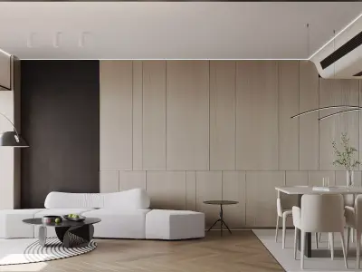 Modern living room dining room interior scenes 574 3D model