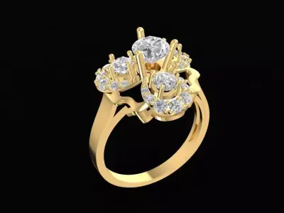 Luxury Heart Shape Diamond Cluster Ring for Women 1475 3D print model