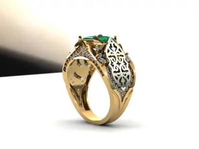 Luxury Ornate Gemstone Ring - High Detail 3D Model 3D print model