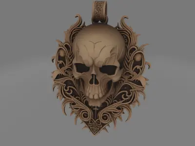 Gothic Skull Pendant  Intricate Jewelry Design 3D print model