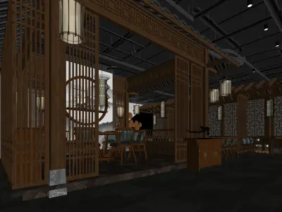 chinese restaurant interior scenes 3D model