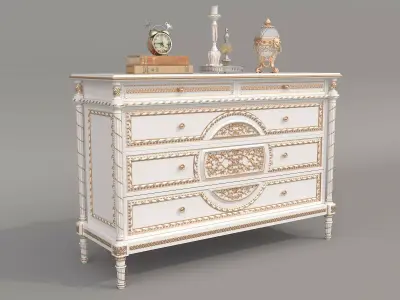 Classic European style Sideboard and Decoration 8 3D model