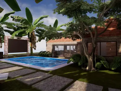 Pool House  Low-poly 3D model