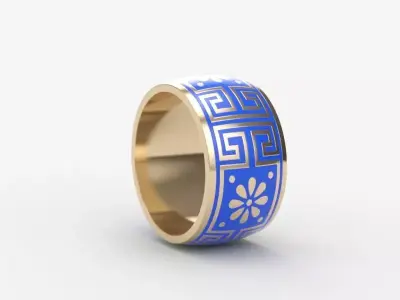  Women ring with ornament enamel 3dm stl 3D print model 3D print model
