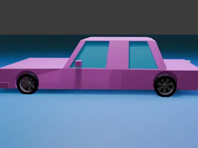 pink low poly car Low-poly 3D model