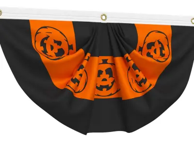 Halloween Pumpkins Bunting Flag 3D model