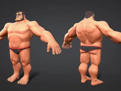 Cartoon male character Herman  Low-poly 3D model