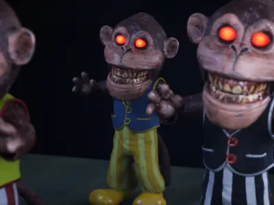 Spooky Monkeytronic -  Rigged and Animated Low-poly 3D model