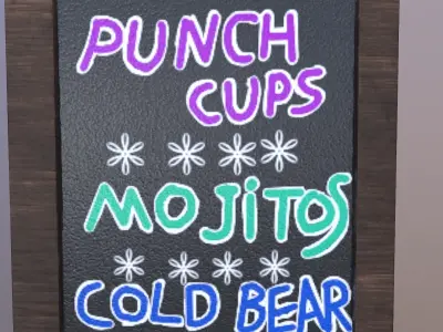 Beach Bar Menu Sign   Free low-poly 3D model