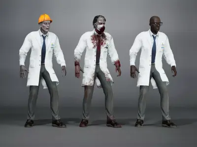 Zombie Professor Low-poly 3D model