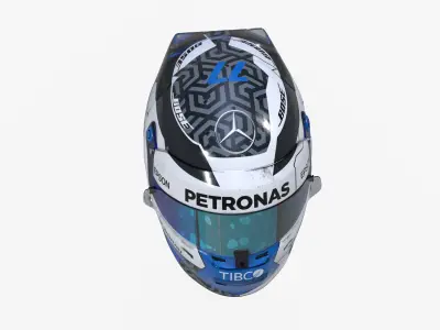 Bottas helmet 2020 Low-poly 3D model