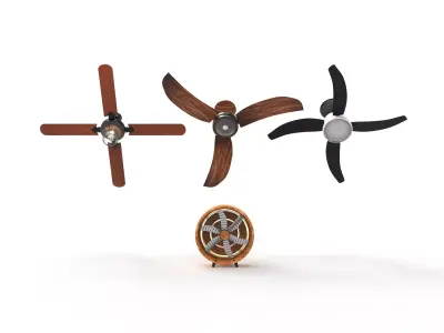 Air Fans with Lights Low-poly 3D model