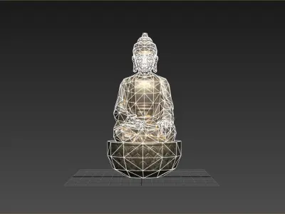 Buddha Stylized Zen Statue for mobile Low-poly 3D model