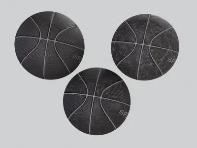 Basketball balls black pack Free low-poly 3D model
