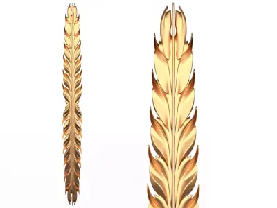 3D Leave Carving Plaster Molding Decoration 4 Low-poly 3D model