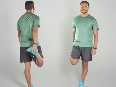 Muscular young man stretching leg in sports outfit 245 Low-poly 3D model