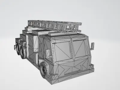 LOW POLY TRUCK fire Low-poly 3D model