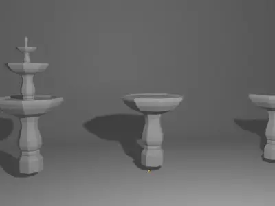 Low Poly Fountains three Free low-poly 3D model