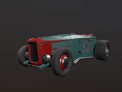 Hot rod Low-poly 3D model