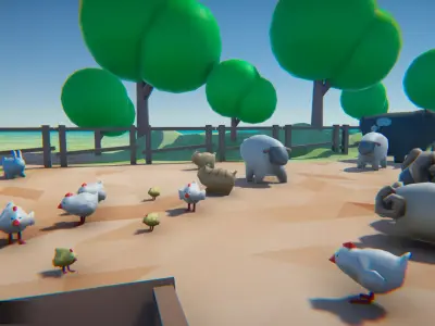 Cartoon Farm Animals Low-poly 3D model