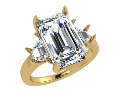 Emerald Diamond Ring 3700 3D print model