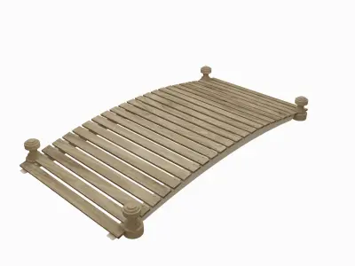 wood bridge waterway F22 3D model