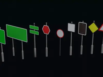 Pack of 10 Roadside billbord Game Ready Free low-poly 3D model