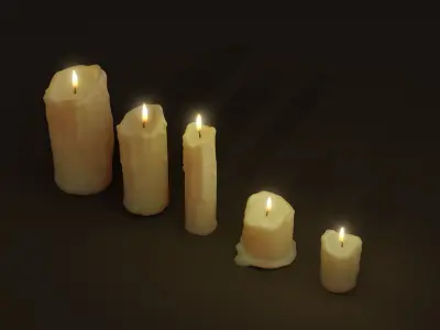 3D Candles Pack ready pbr Low-poly 3D model
