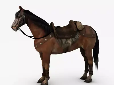 Horse with fur Low-poly 3D model