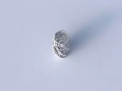 Vase twisted hexagon with organic lattice with solid sides 3D print model